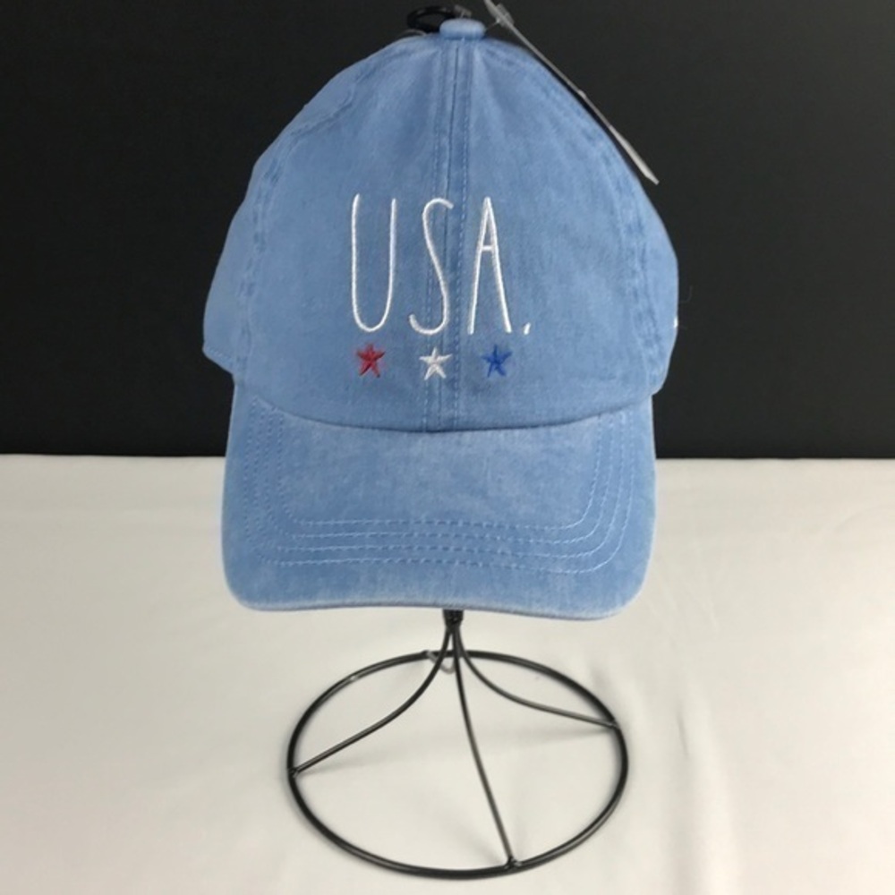 Rae Dunn - ‘USA & stars’ blue cap. OS. NWT. Firm! Last One!